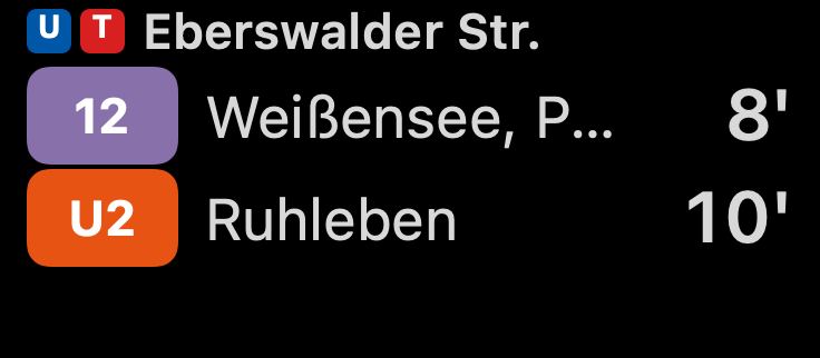 Rectangular complication with Eberswalder Str. and its next two departures